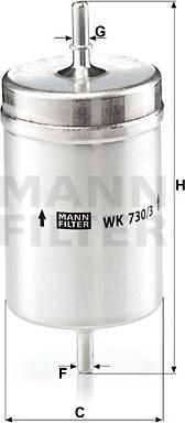 Mann-Filter WK 730/3 - Паливний фільтр autocars.com.ua
