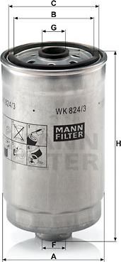 Mann-Filter WK 824/3 - Топливный фильтр avtokuzovplus.com.ua