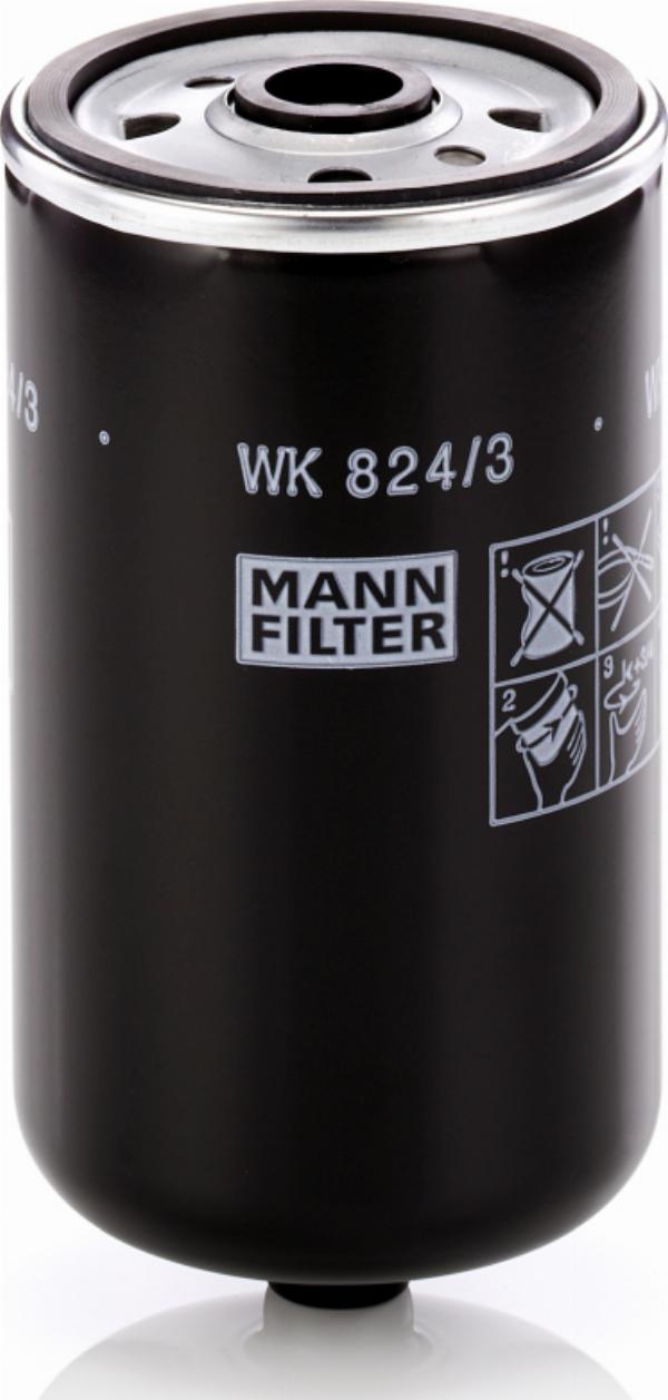 Mann-Filter WK 824/3 - Паливний фільтр autocars.com.ua