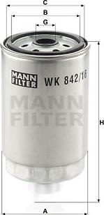 Mann-Filter WK 842/16 - Паливний фільтр autocars.com.ua