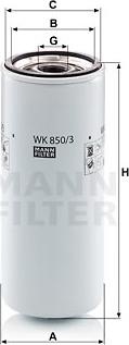 Mann-Filter WK 850/3 - Паливний фільтр autocars.com.ua