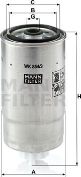 Mann-Filter WK 854/3 - Паливний фільтр autocars.com.ua