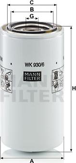 Mann-Filter WK 930/6 x - Паливний фільтр autocars.com.ua