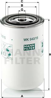 Mann-Filter WK 940/15 - Топливный фильтр avtokuzovplus.com.ua