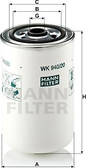 Mann-Filter WK 940/20 - Паливний фільтр autocars.com.ua