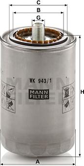 Mann-Filter WK 943/1 - Паливний фільтр autocars.com.ua