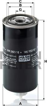 Mann-Filter WK 950/16 x - Паливний фільтр autocars.com.ua