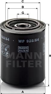 Mann-Filter WP 928/84 - Масляний фільтр autocars.com.ua