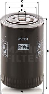 Mann-Filter WP 931 - Масляний фільтр autocars.com.ua
