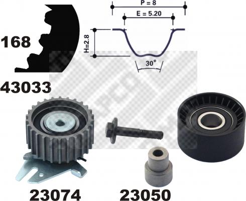 Mapco 23034 - Комплект ременя ГРМ autocars.com.ua