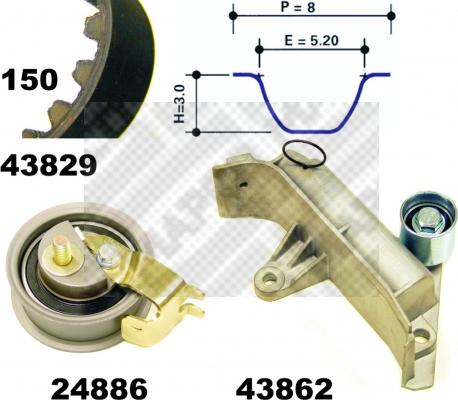 Mapco 23830 - Комплект ременя ГРМ autocars.com.ua