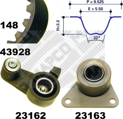 Mapco 23928 - Комплект ременя ГРМ autocars.com.ua