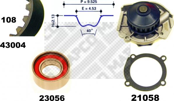 Mapco 41004 - Водяний насос + комплект зубчатого ременя autocars.com.ua