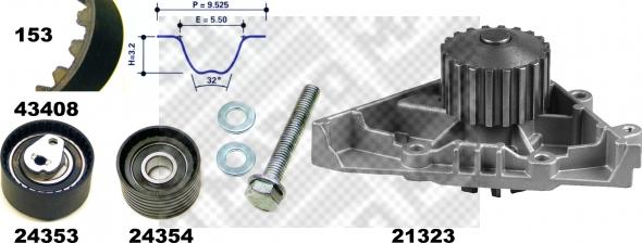 Mapco 41408 - Водяний насос + комплект зубчатого ременя autocars.com.ua