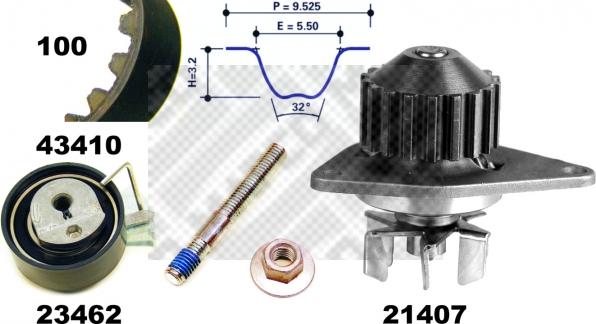 Mapco 41410 - Водяний насос + комплект зубчатого ременя autocars.com.ua