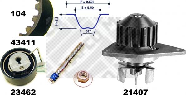 Mapco 41411 - Водяной насос + комплект зубчатого ремня autodnr.net