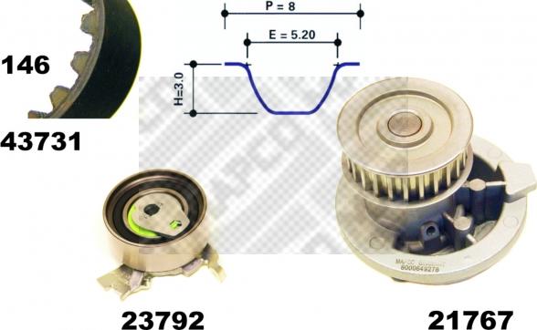 Mapco 41731/1 - Водяний насос + комплект зубчатого ременя autocars.com.ua