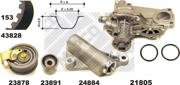 Mapco 41833 - Водяной насос + комплект зубчатого ремня avtokuzovplus.com.ua