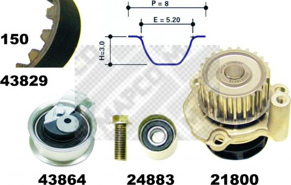 Mapco 41901 - Водяной насос + комплект зубчатого ремня avtokuzovplus.com.ua