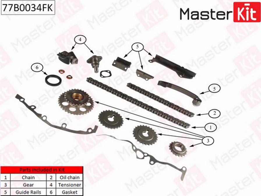 MasterKit 77B0034FK - Комплект ланцюга приводу распредвала autocars.com.ua