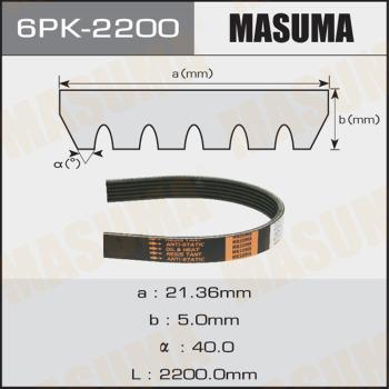 MASUMA 6PK-2200 - Ремень поликлиновой 6PK-2200 MASUMA autocars.com.ua