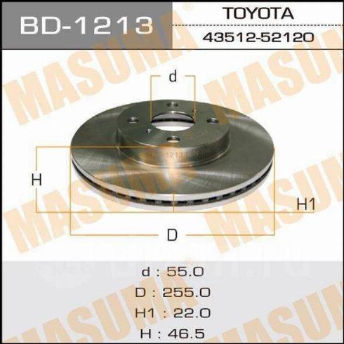 MASUMA BD-1213 - Гальмівний диск autocars.com.ua