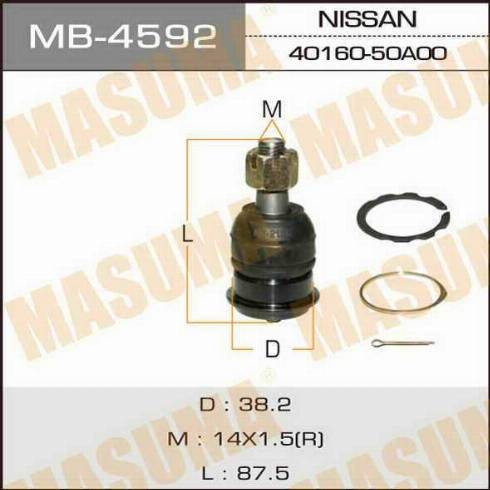 MASUMA MB-4592 - Опора шаровая Nissan Almera Classic 06-12 MB4592 Masuma autocars.com.ua