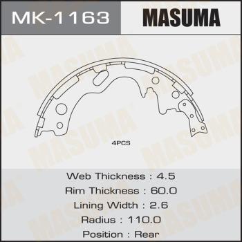 MASUMA MK-1163 - Комплект гальм, барабанний механізм autocars.com.ua