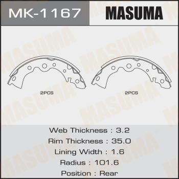 MASUMA MK-1167 - Комплект тормозных колодок, барабанные avtokuzovplus.com.ua