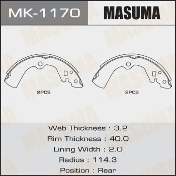 MASUMA MK-1170 - Комплект гальм, барабанний механізм autocars.com.ua