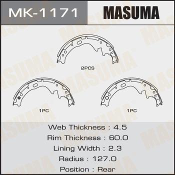 MASUMA MK-1171 - Комплект гальм, барабанний механізм autocars.com.ua