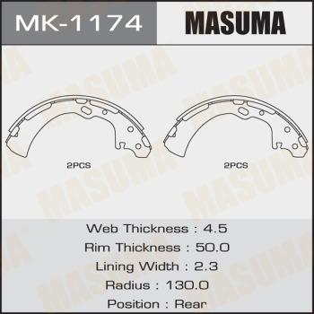 MASUMA MK-1174 - Комплект гальм, барабанний механізм autocars.com.ua