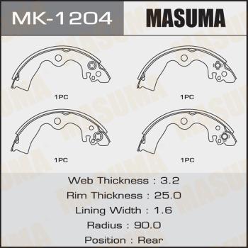 MASUMA MK-1204 - Комплект тормозных колодок, барабанные avtokuzovplus.com.ua