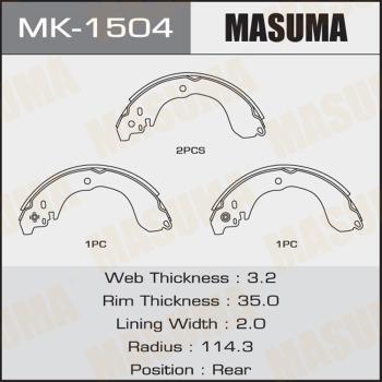 MASUMA MK-1504 - Комплект гальм, барабанний механізм autocars.com.ua