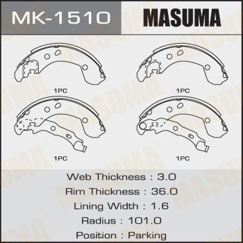MASUMA MK-1510 - Колодка тормозная стояночного тормоза Nissan Micra 02-10. Note 06-13 MK1510 Masuma autocars.com.ua