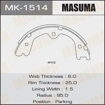 MASUMA MK-1514 - Комплект гальм, барабанний механізм autocars.com.ua