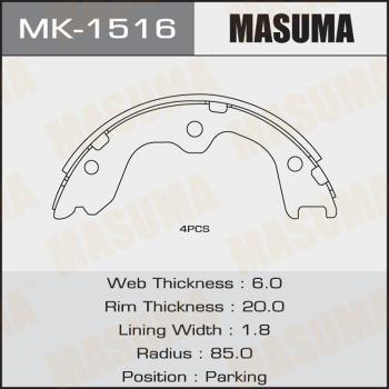 MASUMA MK-1516 - Комплект гальм, барабанний механізм autocars.com.ua