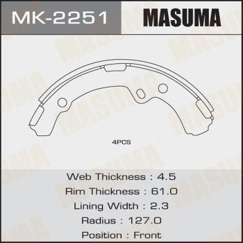 MASUMA MK-2251 - Комплект тормозных колодок, барабанные avtokuzovplus.com.ua