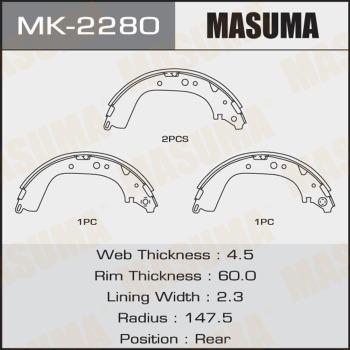 MASUMA MK-2280 - Комплект тормозных колодок, барабанные avtokuzovplus.com.ua