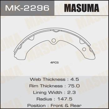 MASUMA MK-2296 - Комплект гальм, барабанний механізм autocars.com.ua