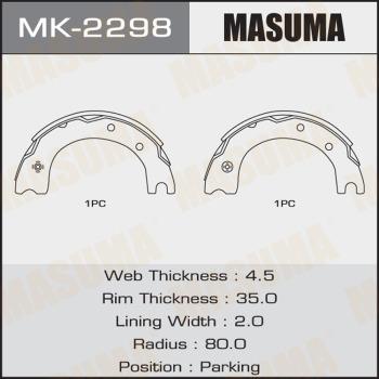 MASUMA MK-2298 - Комплект гальм, барабанний механізм autocars.com.ua