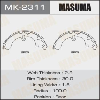 MASUMA MK-2311 - Комплект гальм, барабанний механізм autocars.com.ua