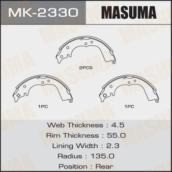 MASUMA MK-2330 - Комплект гальм, барабанний механізм autocars.com.ua