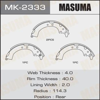 MASUMA MK-2333 - Комплект гальм, барабанний механізм autocars.com.ua