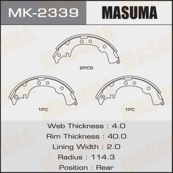 MASUMA MK-2339 - Комплект гальм, барабанний механізм autocars.com.ua