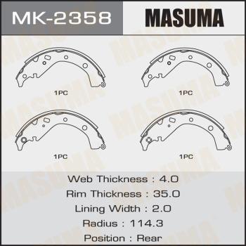 MASUMA MK-2358 - Комплект гальм, барабанний механізм autocars.com.ua