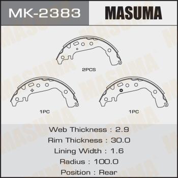 MASUMA MK-2383 - Комплект гальм, барабанний механізм autocars.com.ua