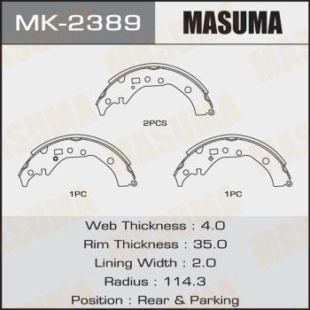MASUMA MK-2389 - Комплект гальм, барабанний механізм autocars.com.ua