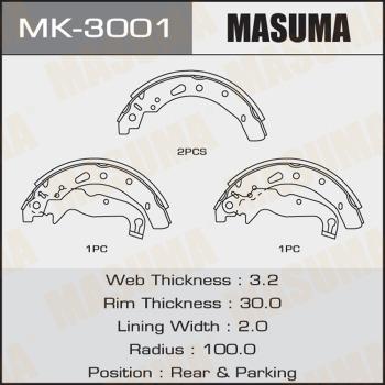 MASUMA MK-3001 - Комплект гальм, барабанний механізм autocars.com.ua