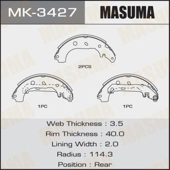 MASUMA MK-3427 - Комплект гальм, барабанний механізм autocars.com.ua